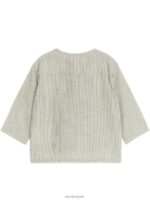 ARKET kleding 0DXJP1760 kaki/wit linnen overshirt kinderen - Image 2