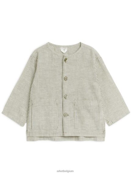 ARKET kleding 0DXJP1760 kaki/wit linnen overshirt kinderen