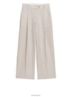 ARKET kleding 0DXJP194 licht beige wijde linnen broek vrouwen