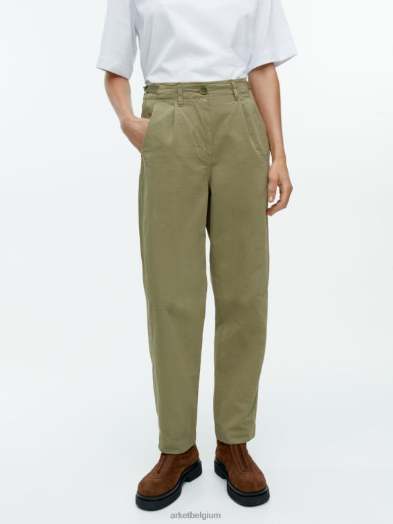 ARKET kleding 0DXJP199 kaki groen Katoenen chino met ronde pijpen vrouwen - Image 2
