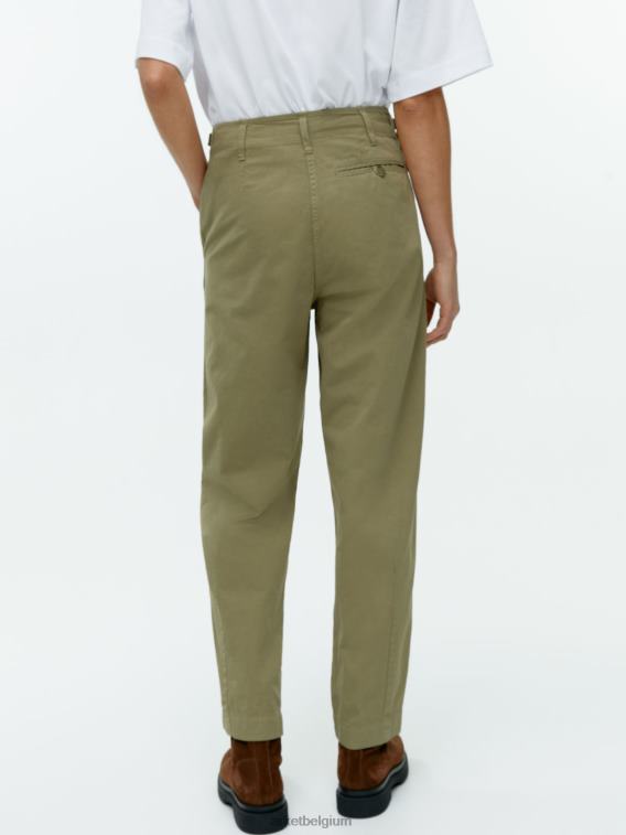 ARKET kleding 0DXJP199 kaki groen Katoenen chino met ronde pijpen vrouwen - Image 3