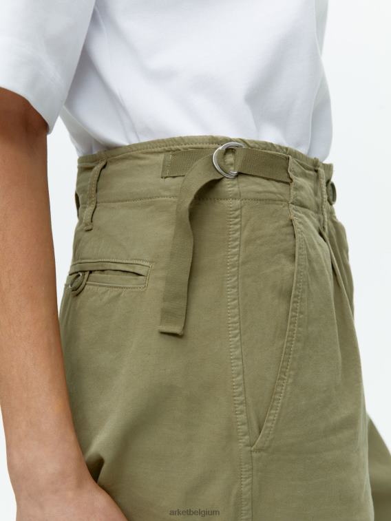 ARKET kleding 0DXJP199 kaki groen Katoenen chino met ronde pijpen vrouwen - Image 4