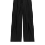 ARKET kleding 0DXJP217 zwart wijde broek van wolmix vrouwen