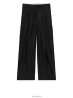 ARKET kleding 0DXJP217 zwart wijde broek van wolmix vrouwen
