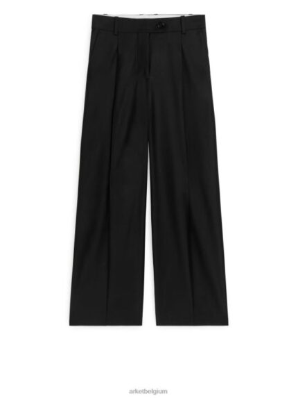 ARKET kleding 0DXJP217 zwart wijde broek van wolmix vrouwen