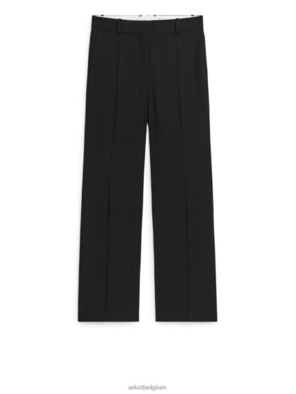 ARKET kleding 0DXJP218 zwart uitlopende broek van wollen twill vrouwen