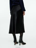 ARKET kleding 0DXJP241 zwart schuin uitgesneden satijnen rok vrouwen - Image 4