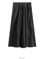 ARKET kleding 0DXJP241 zwart schuin uitgesneden satijnen rok vrouwen - Image 5