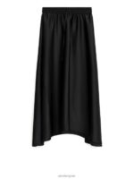 ARKET kleding 0DXJP243 zwart midi-satijnen rok vrouwen - Image 5