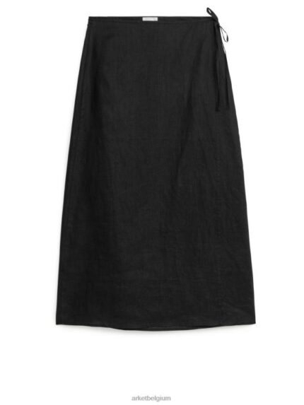 ARKET kleding 0DXJP256 zwart linnen wikkelrok vrouwen