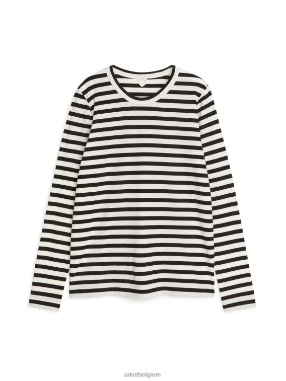 ARKET kleding 0DXJP362 zwart/beige T-shirt met lange mouwen vrouwen - Image 1