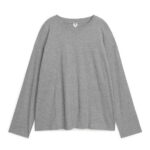 ARKET kleding 0DXJP379 grijs gemêleerd Oversized T-shirt van pimakatoen vrouwen