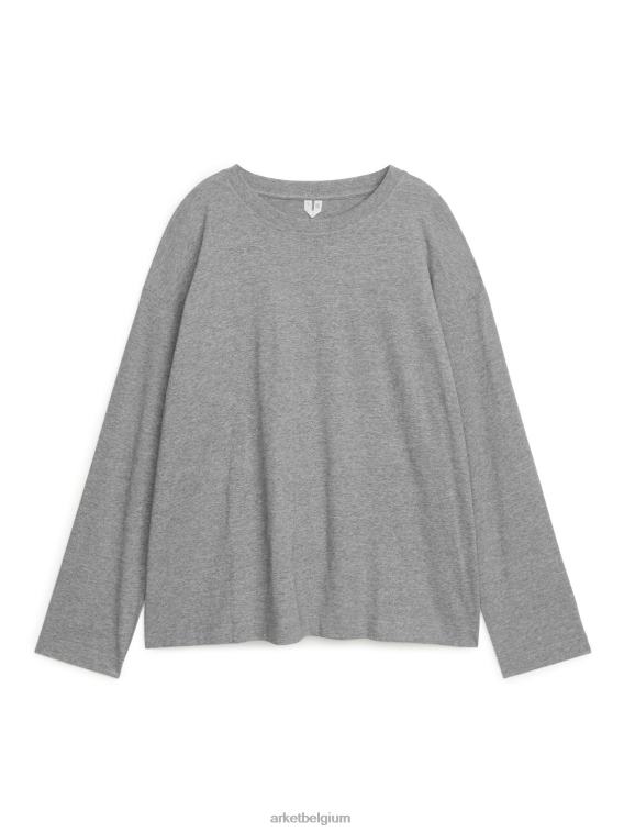 ARKET kleding 0DXJP379 grijs gemêleerd Oversized T-shirt van pimakatoen vrouwen - Image 1