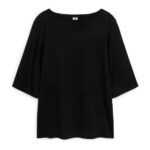 ARKET kleding 0DXJP385 zwart T-shirt met boothals vrouwen