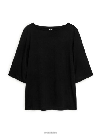 ARKET kleding 0DXJP385 zwart T-shirt met boothals vrouwen