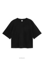 ARKET kleding 0DXJP387 zwart zwaar boxy t-shirt vrouwen - Image 5