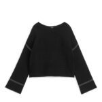ARKET kleding 0DXJP417 zwart ribgebreide katoenen trui vrouwen