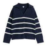 ARKET kleding 0DXJP421 donkerblauw/wit kasjmierwollen trui vrouwen