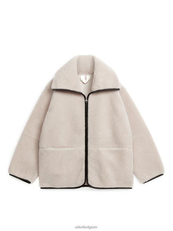 ARKET kleding 0DXJP477 lichtbeige/zwart leren gedetailleerd stapeljack vrouwen - Image 1