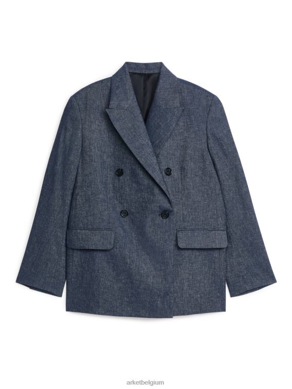 ARKET kleding 0DXJP493 blauw gemêleerd Oversized linnen katoenen blazer vrouwen - Image 1