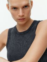 ARKET kleding 0DXJP507 zwart gewassen geribbelde naadloze tanktop vrouwen - Image 4