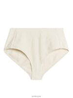 ARKET kleding 0DXJP614 gebroken wit Getextureerd bikinibroekje met hoge taille vrouwen