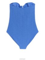 ARKET kleding 0DXJP615 blauw getextureerd bandeau-badpak vrouwen - Image 2