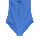 ARKET kleding 0DXJP615 blauw getextureerd bandeau-badpak vrouwen