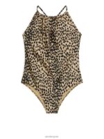 ARKET kleding 0DXJP619 beige/zwart Badpak met ruchesdetail vrouwen