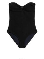 ARKET kleding 0DXJP624 zwart getextureerd bandeau-badpak vrouwen