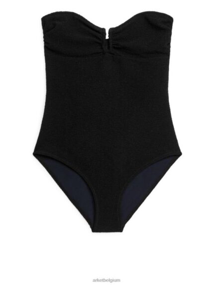 ARKET kleding 0DXJP624 zwart getextureerd bandeau-badpak vrouwen
