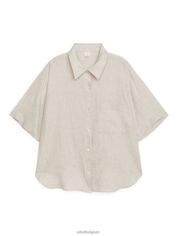 arket_kleding_0dxjp67_beige_linnen_overhemd_met_korte_mouwen_vrouwen.jpeg ARKET kleding 0DXJP67 beige linnen overhemd met korte mouwen vrouwen - Image 1