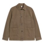 ARKET kleding 0DXJP964 kaki groen overdyed twill overshirt Heren