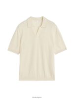 ARKET kleding 0DXJP983 gebroken wit katoenen linnen poloshirt Heren