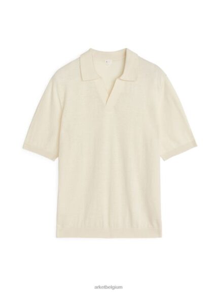 ARKET kleding 0DXJP983 gebroken wit katoenen linnen poloshirt Heren