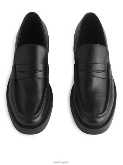 ARKET schoenen 0DXJP682 zwart leren pennyloafers vrouwen