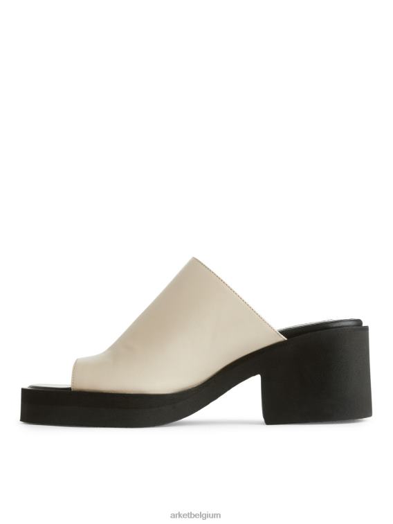 ARKET schoenen 0DXJP696 gebroken wit/zwart dikke leren slip-in sandalen vrouwen - Image 2