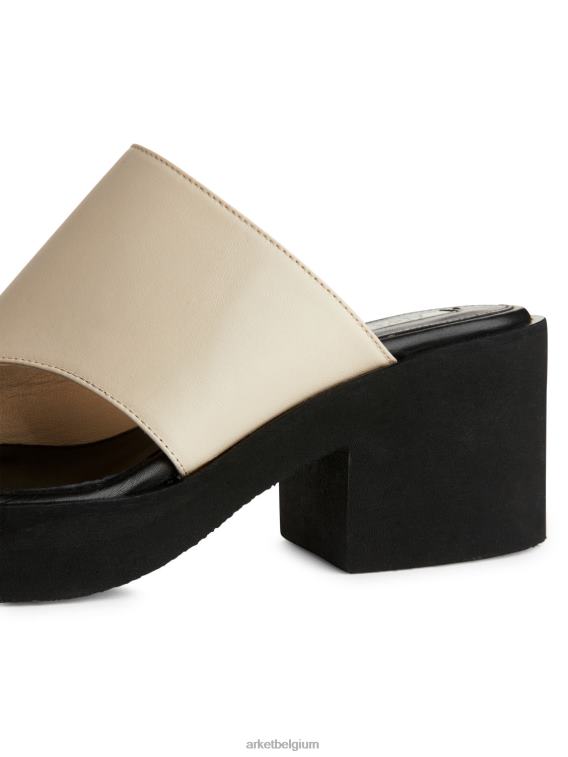 ARKET schoenen 0DXJP696 gebroken wit/zwart dikke leren slip-in sandalen vrouwen - Image 5