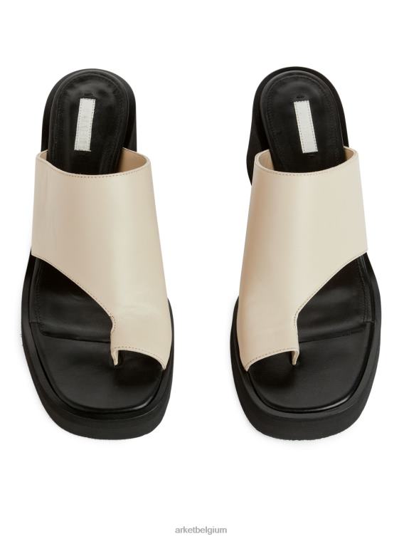 ARKET schoenen 0DXJP696 gebroken wit/zwart dikke leren slip-in sandalen vrouwen - Image 1