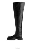 ARKET schoenen 0DXJP735 zwart leren overknee laarzen vrouwen - Image 2