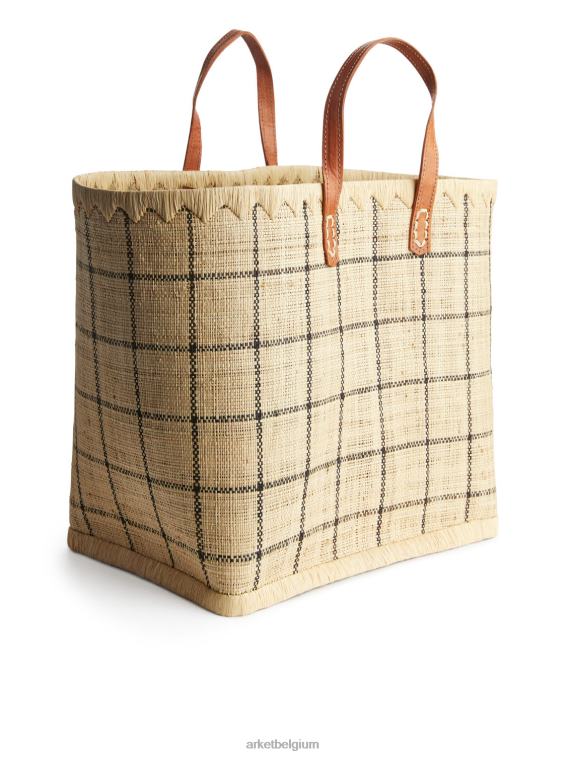 ARKET Tassen 0DXJP651 beige/zwart een wereld van ambachtelijke grote raffia tas unisex - Image 2
