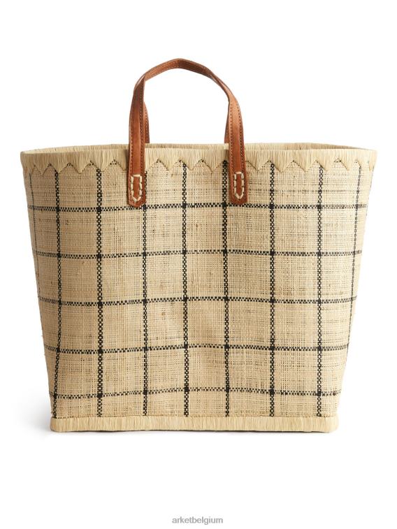 ARKET Tassen 0DXJP651 beige/zwart een wereld van ambachtelijke grote raffia tas unisex - Image 3