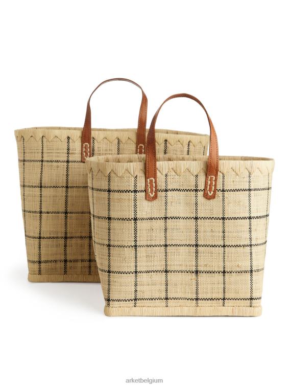 ARKET Tassen 0DXJP651 beige/zwart een wereld van ambachtelijke grote raffia tas unisex - Image 4