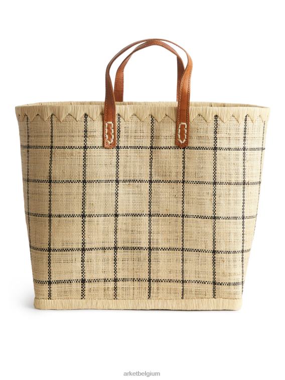 ARKET Tassen 0DXJP651 beige/zwart een wereld van ambachtelijke grote raffia tas unisex - Image 1