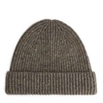ARKET accessoires 0DXJP1309 bruin/nep ribgebreide wollen muts Heren