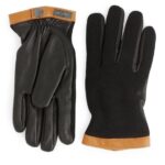 ARKET accessoires 0DXJP1323 zwart/beige hestra hertenleren wollen tricot handschoenen Heren