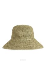 ARKET accessoires 0DXJP819 kaki groen stro hoed vrouwen