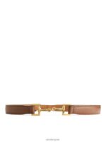 ARKET accessoires 0DXJP830 beige Leren riem met paardengesp vrouwen