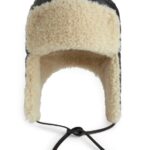 ARKET accessoires 0DXJP893 zwart/gebroken wit leren pelshoed vrouwen
