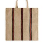 ARKET huishoudartikelen 0DXJP1356 beige/rood schildpadzakken gestreepte draagtas unisex